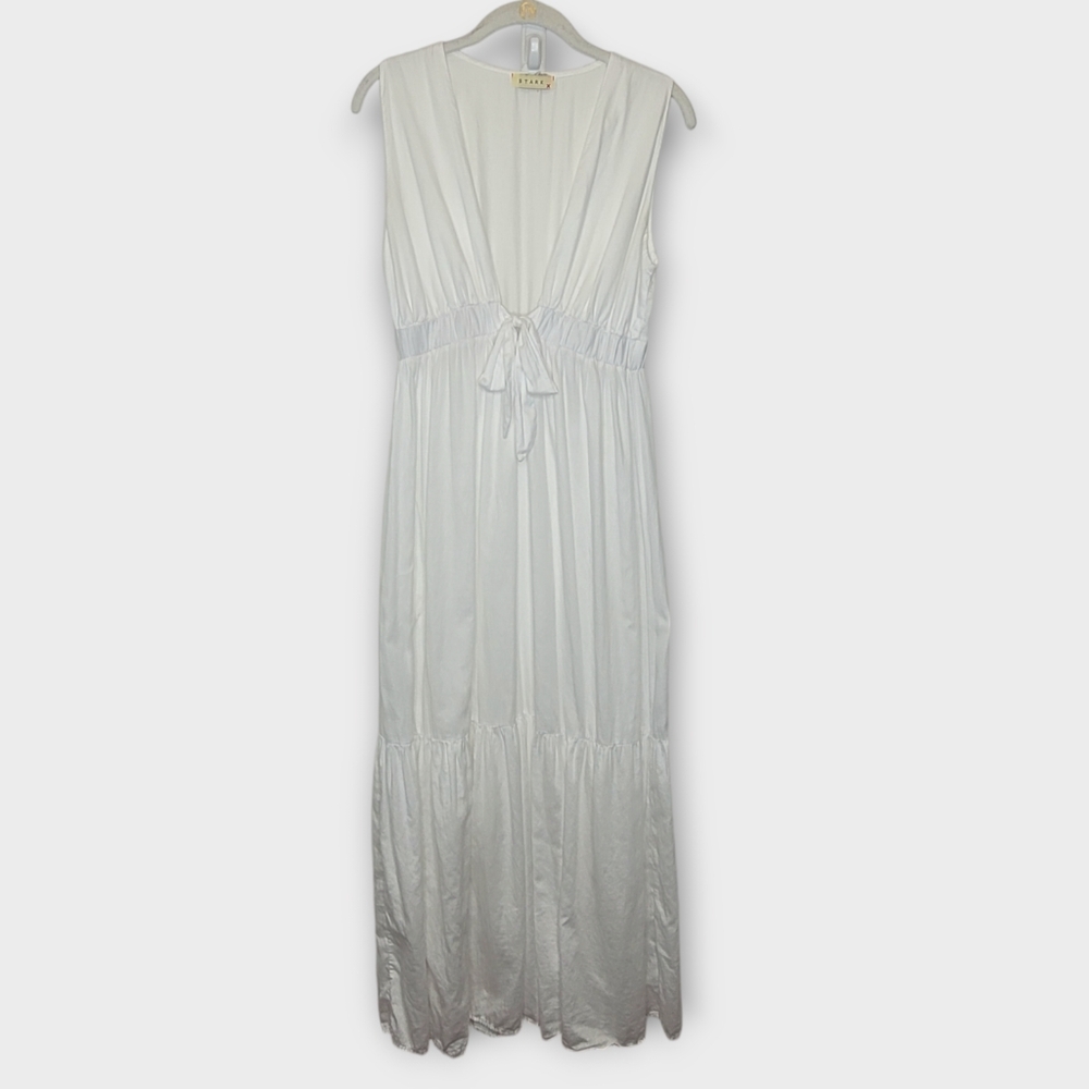 Stark X Sleeveless Plunge Neck Maxi Sexy Dress XS White
